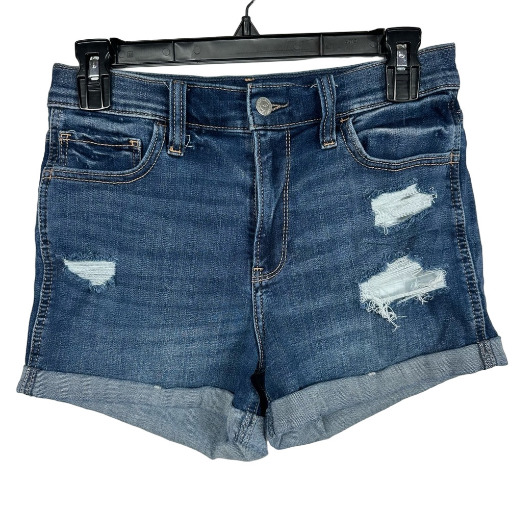 Hollister Dark Blue Distressed Jean Shorts